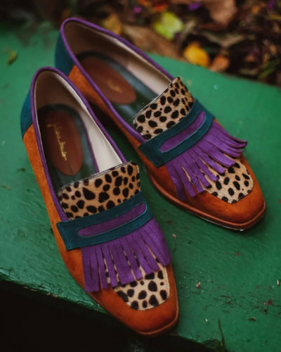 Hallie | Loafer With Fringes And Animal Print