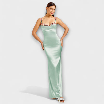 Eira - Embellished Satin Dress with Back Lacing