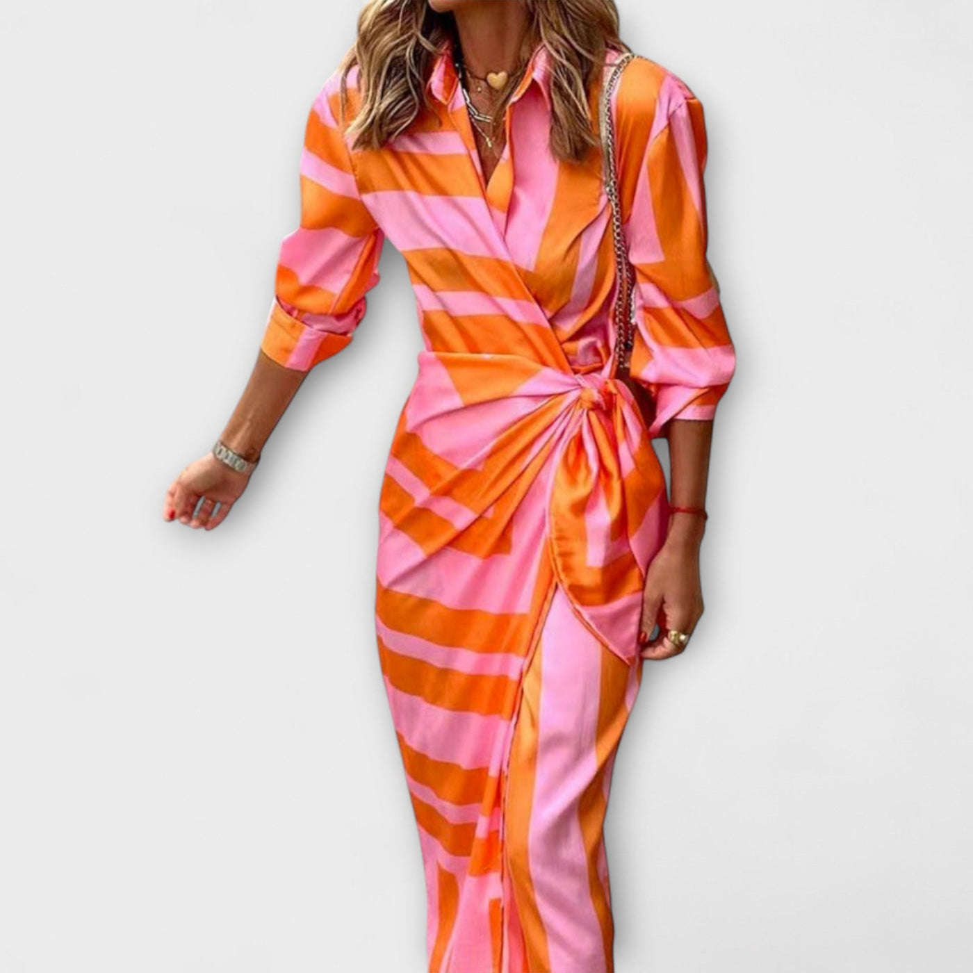 Clarissa - Striped Midi Shirt Dress