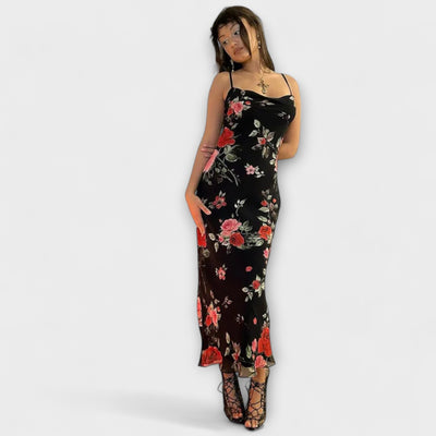 Flower Pattern Spaghetti Strap Bodycon Dress