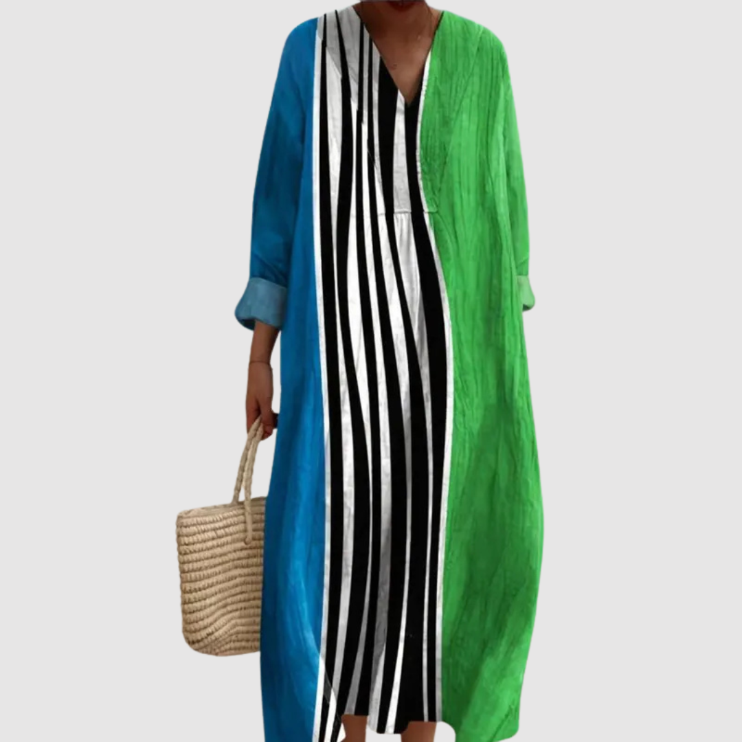 Kehlani | Colorblock Vertical Stripe Maxi Dress