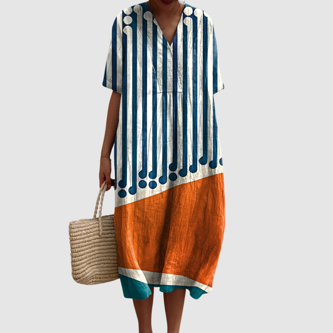 Tessa | Retro Rhythm Graphic Midi Dress